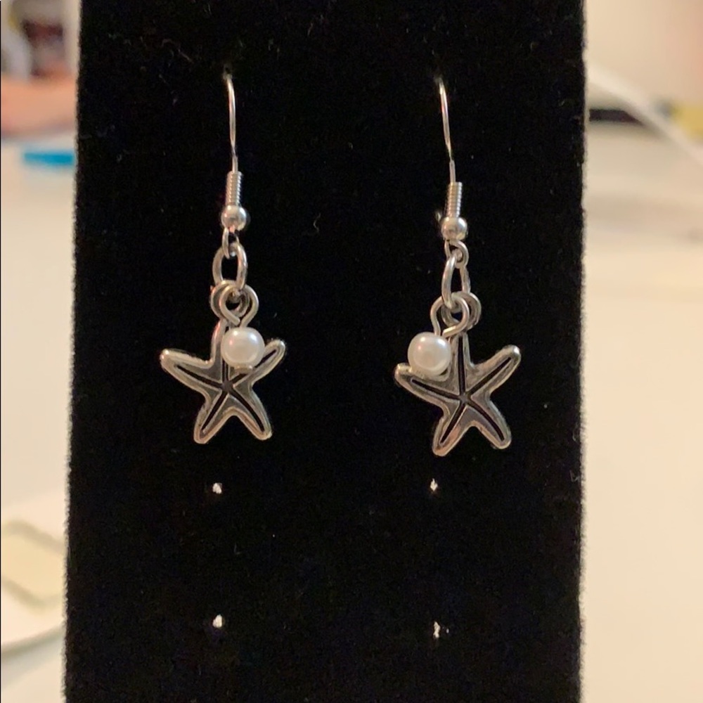 Starfish and Pearl Beach Earrings